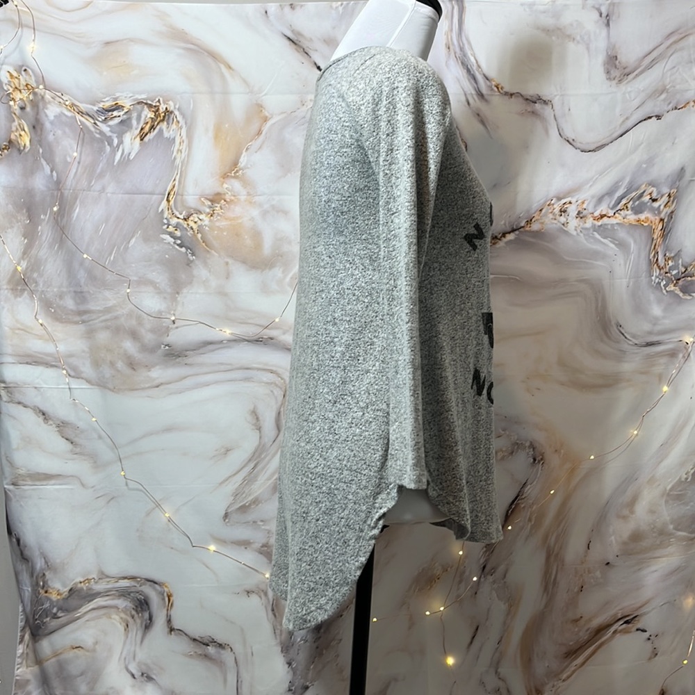 NWT Woodstock Retro Brand Long Sleeve Gray Marled Sweater No Music No Life Sz XS - Picture 3 of 12